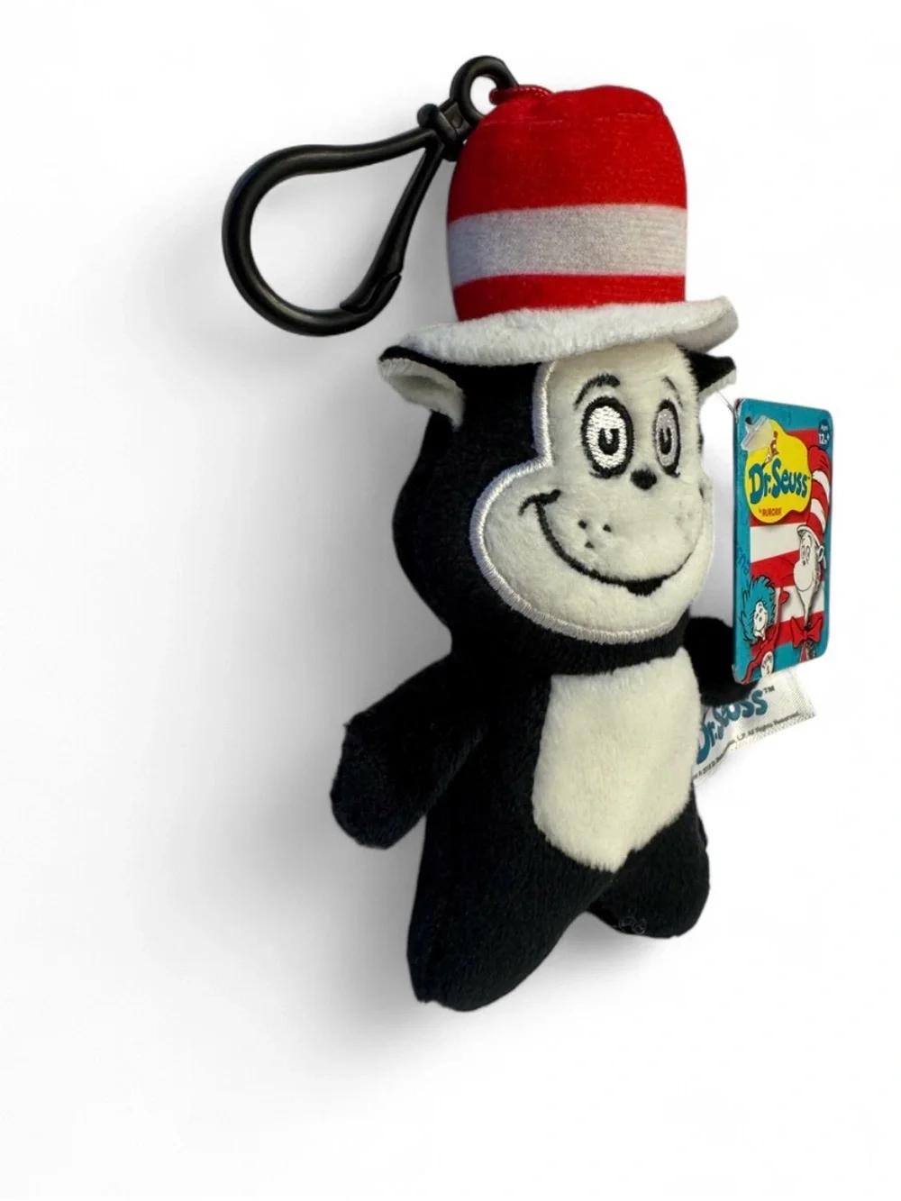 Dr. Seuss Cat in the Hat Plush Keychain - Black, White & Red